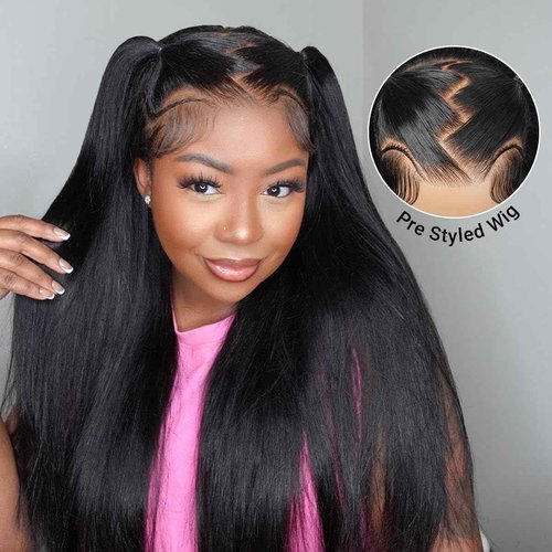 Asteria Hair Pre Styled Straight Bob Wig Human Hair 13x4 Glueless Ready To Wear Bob Lace Front Wigs Human Hair Pre Plucked Pre Cut Pre Everything Bob Wig For Women 10 Inch