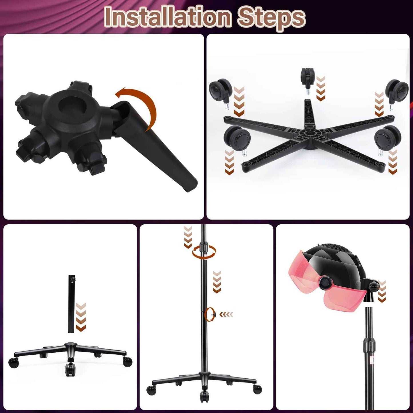 Hooded Hair Dryer, Standing Hair Dryer with 3 Modes and Time Setting, Professional Hooded Dryer with Touch Controls for Home and Salon Use, Pink