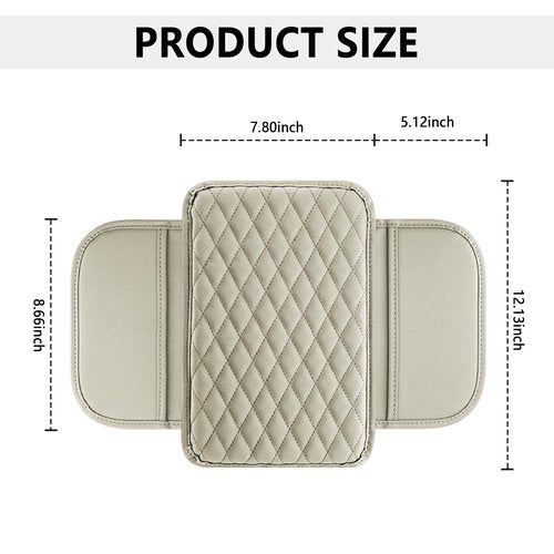Upgraded Car Center Console Cover,Microfiber Leather Car Armrest Cover Cushion with 2 Storage Bags,Universal Car Armrest Storage Box Car Interior Accessories for Most Vehicles (Light Beige)