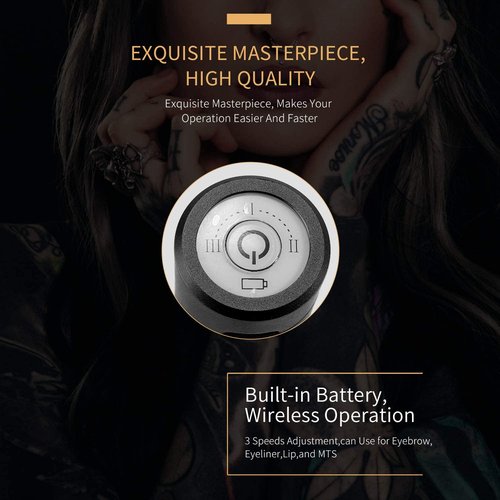 Arrow Wireless Permanent Makeup Tattoo Machine By Mellie Microblading - Powder Brows - Shading - Microshading - Brow Machine Compatible with M3 or Intelli Needle Cartridge (Machine, Black)