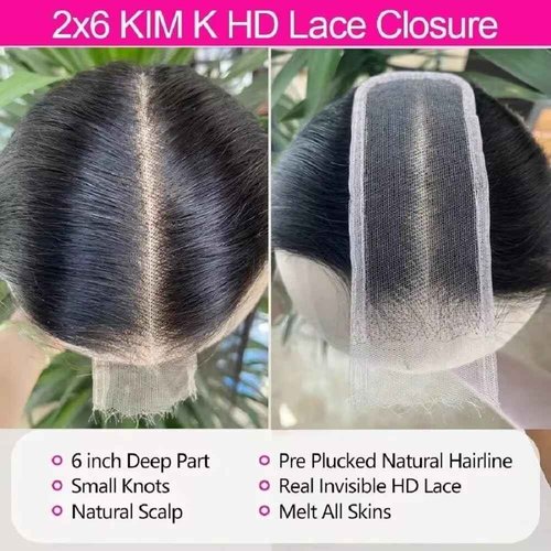 QIYING 2x6 HD Lace Closure with Bundles 18 20 22+16 Inch Straight Human Hair 100% Unprocessed Brazilian Virgin Weave Human Hair 3 Bundles Deals with Closure