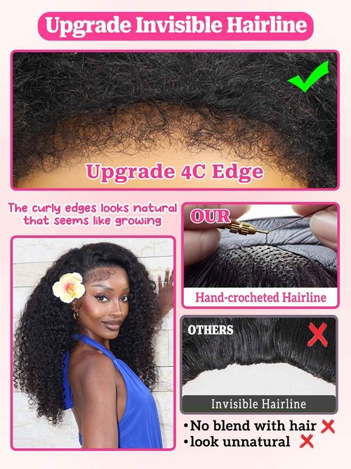 yosly Half Wig Human Hair 3 In 1 Kinky Curly Half Wig Glueless Wigs Human Hair Seamless Flip Over Invisible Hairline Wear Go Beginner Friendly Curly Half Wigs for Women 16 Inch