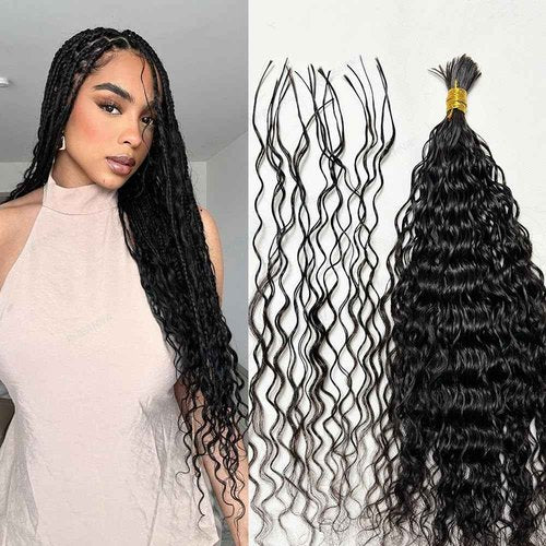 RHEANNA Pre-Divided Curly Bulk Human Hair For Boho Braids Loose Deep Wave Bulk Human Hair For Braiding Double Drawn Extensions (640 Roots)18inch/200g