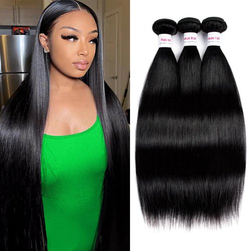Klinner 12A Straight Bundles Human Hair 22 24 26 Inch 100% Unprocessed Brazilian Virgin Hair Bundles Straight Hair 3 Bundles Weave Bundles Human Hair Extension