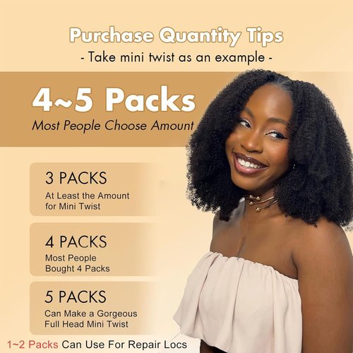 Dong H hair Afro Kinkys Bulk Human Hair 22 Inch for Braiding Afro Kinky-Curly Human Hair Bulk For Mini Twist, Repair Locs Hair Bulk Human Braiding Hair for Micro Dreadlocs Extensions(1B,35g/pack)