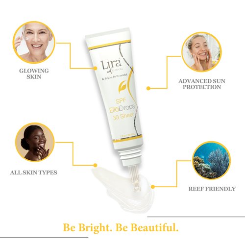 Lira Clinical EliōDrops SPF 30 Sheer - 1 fl oz - 16% Zinc Oxide Tinted Physical Sunscreen for Face - UVA/UVB/HEV Broad Spectrum & Reef Safe Sunscreen Serum - for All Skin Types
