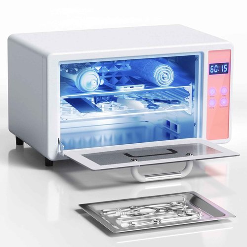 Geisofu UV Light Nail Tool Cleaning Machine - Dry Heat Cabinet UV Light Cleaner, Manicure Tool Cleaner Cabinet, Barber Salon Tools, 6L 110V 160W White