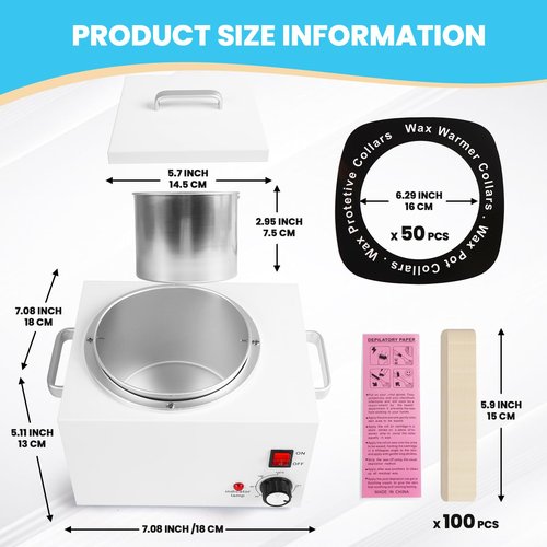 5.5Lbs Professional Wax Warmer for Hair Removal with 20℃-120℃ Temperature Control, with 100 Wax Sticks & 50 Strips, for Salon & Home Use