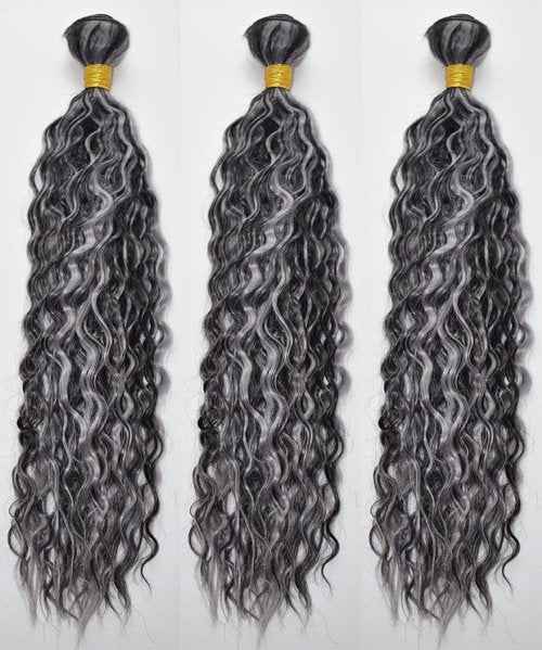 Condescension Bundles Human Hair 18 20 22" inch Jerry Curly Human Hair Bundles Highlight Grey Unprocessed Quick Weave Hair for Black Women