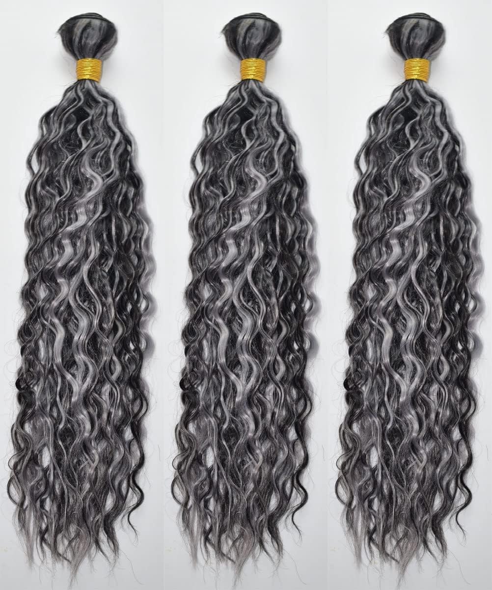Habiliana Bundles Human Hair 18 20 22 Inch Jerry Curly Wave P1B/GREY Human Hair Bundles 11A Unprocessed Brazilian Virgin Quick Weave Hair Extensions for Black Women