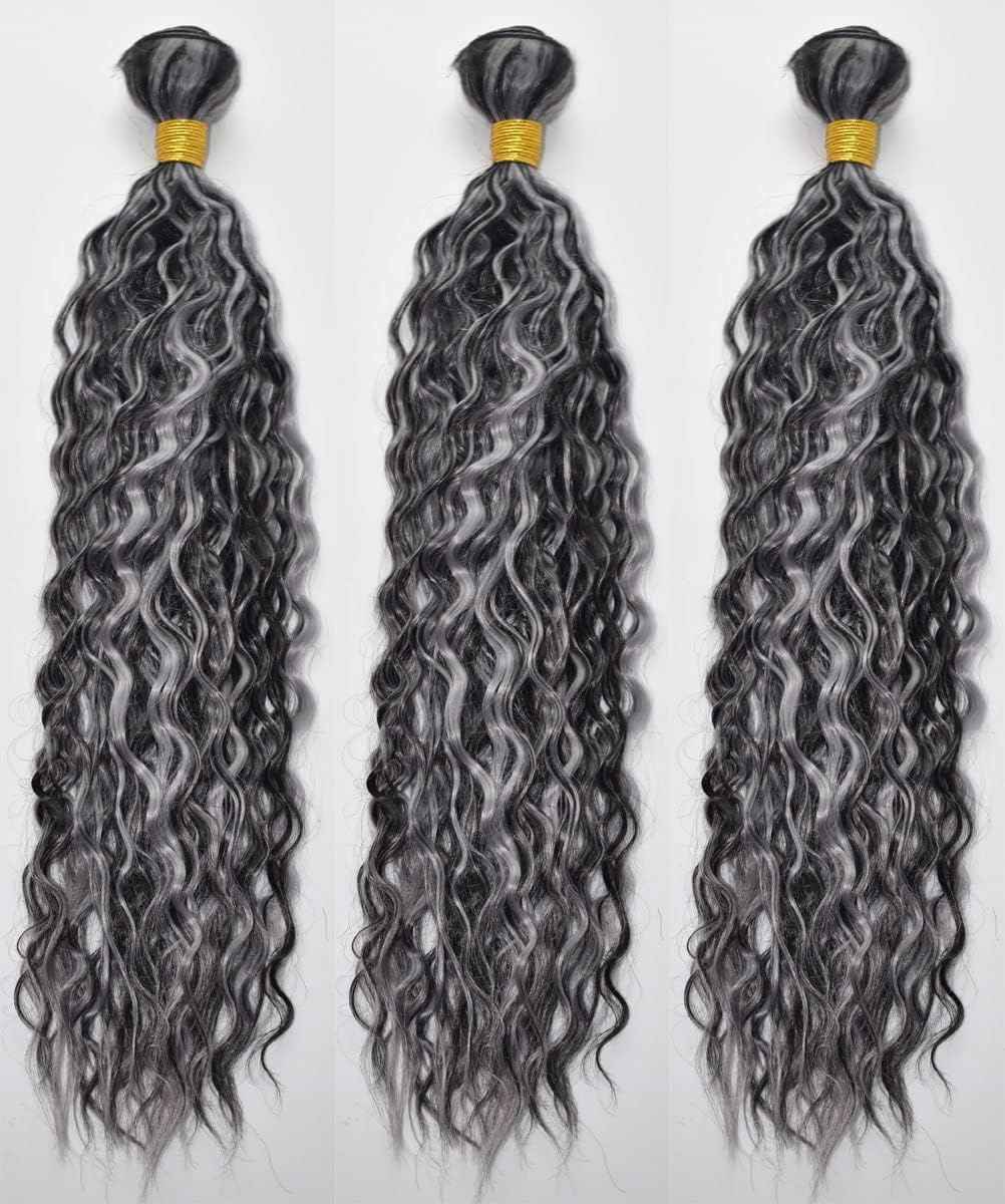 Habiliana Bundles Human Hair 26 28 30 Inch Jerry Curly Wave P4/GREY Human Hair Bundles 11A Unprocessed Brazilian Virgin Quick Weave Hair Extensions for Black Women