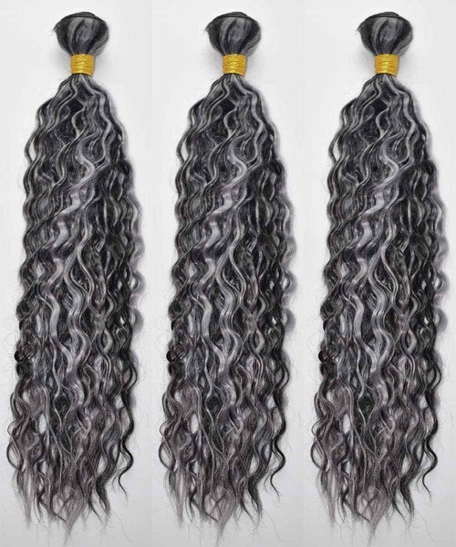 Habiliana Bundles Human Hair 20 22 24 Inch Deep Wave P1B/GREY Human Hair Bundles 11A Unprocessed Brazilian Virgin Quick Weave Hair Extensions for Black Women