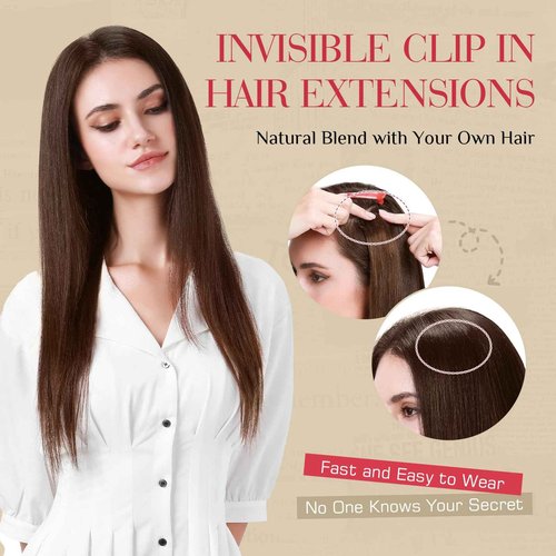 Rich Choices Real Human Hair Clip In Extensions-6 Pcs Single Clip Design-100% Remy Hairs Invisible Clip in Extensions for Thin Hair-Seamless Hairpieces for Women/Men-20 Inches #1Jet Black