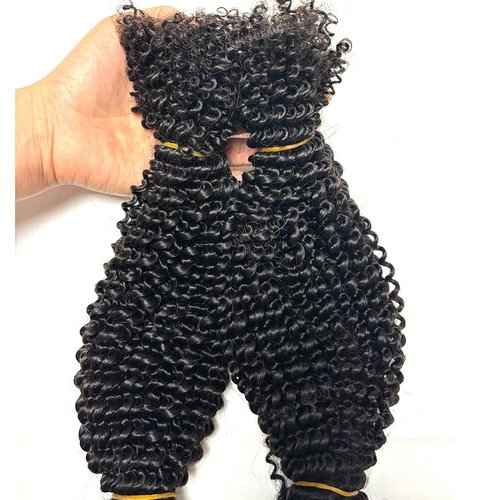 Afro Kinky Curly Bulk Human Hair for Twists/Braids/Permanent Micro Locs Bulk Human Hair Extensions For Braiding 100g/Bundles 20inch Natural Black