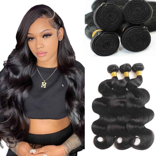 Selina 3 Bundles Human Hair 24 24 24 Inch Brazilian Body Wave Bundles 300g Remy Hair Natural Black Color (24 24 24Inch, Body Wave)