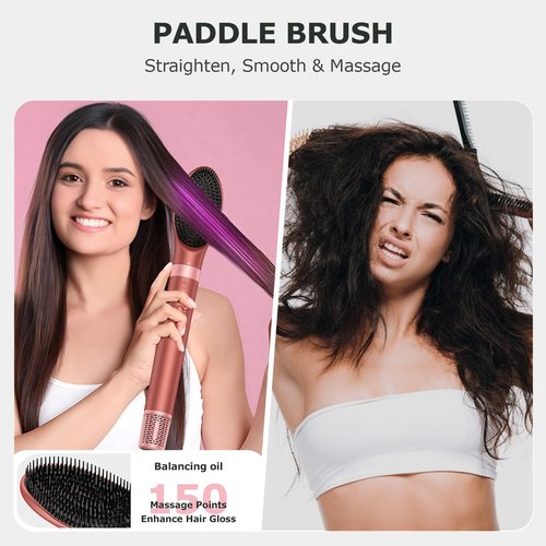 All-in-One Hair Tool Quick Drying, Hot-Air Curling Feature, Anti-Frizz Straightening, Volumizing Effect, Gentle on Hair