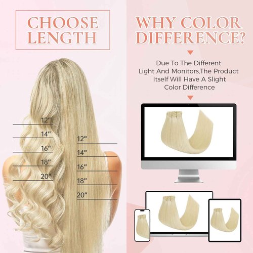 MEI YUAN LIN Human Hair Clip in Extensions Platinum Blonde Long Straight Remy Clip in Hair Extensions Instant Volume And Length 20 Inch 120g 7pcs