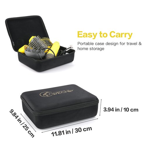 Hair Dryer Brush, Volumizing Styling, WeChip 4 in 1 Detachable Negative Ion Hair Dryer, Blow Dryer Brush for Straightening/Drying/Curling, with Carrying Case (Yellow)