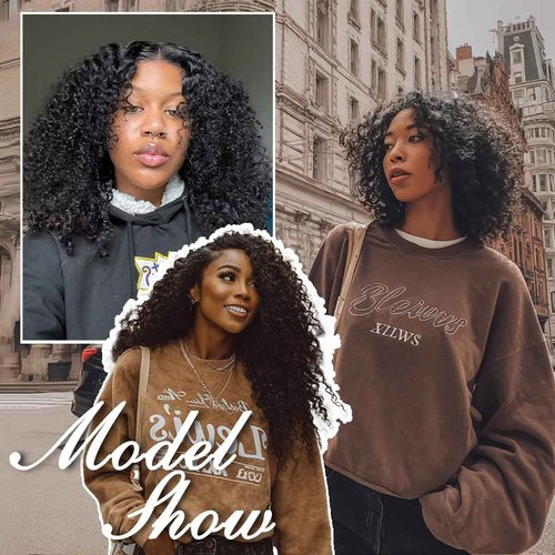 Kinkycurly Wig Human Hair 13x6 Lace Front Wigs Human Hair Afro Kinky Curly Wig 18 inch Pre Plucked 180% Density Black Jerry Curly Afro Kinky-Curly Natural Hairline Full Bouncy Thick Average Size