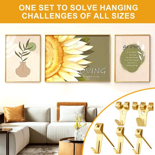 KURUI 303Pcs Picture Hanging Kit, Picture Hangers Assorted Kit with Heavy Duty Picture Hanging Hooks/Hardware Nails/Sawtooth/Wire/D Rings/Level, Metal Picture Wall Hooks for Frame Canvas Mounting