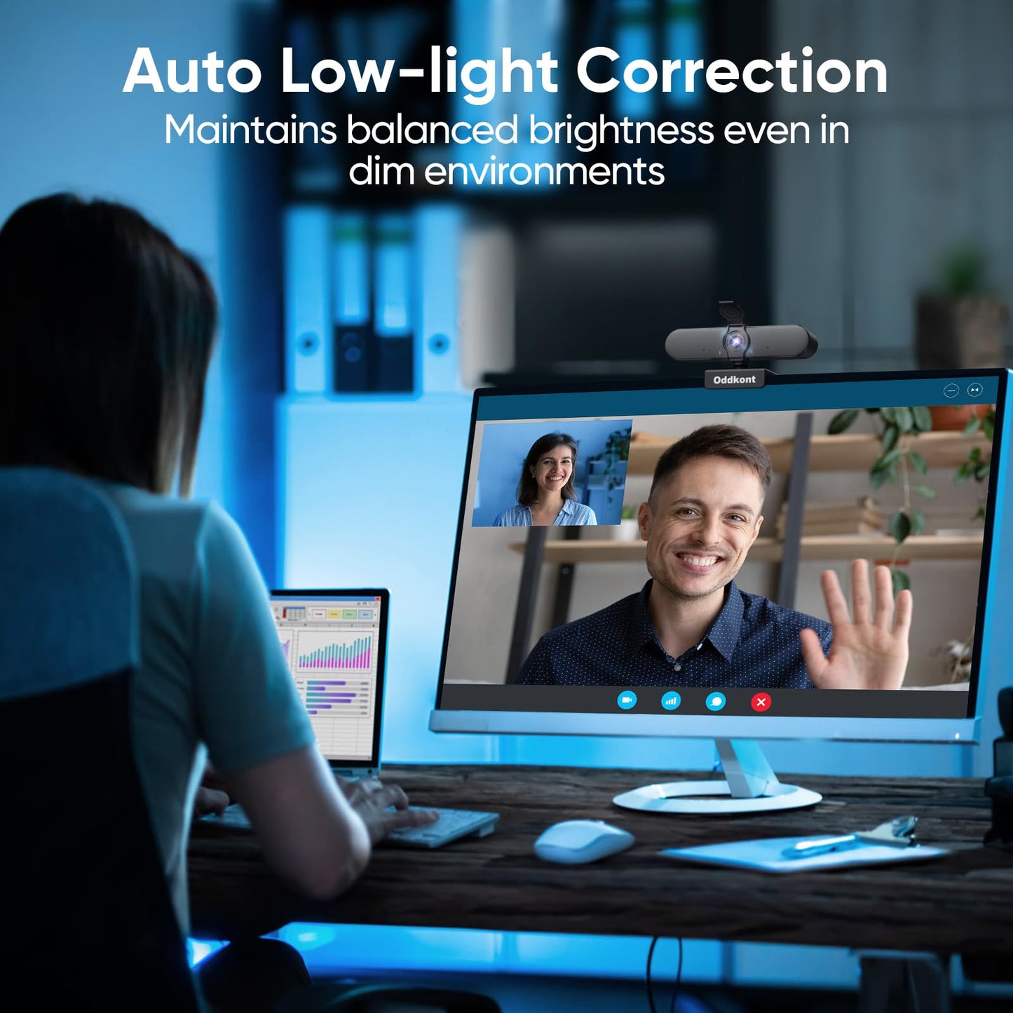 1080P Full HD Webcam with Microphone, Auto Light Correction, 360° Rotatable, Built-in Privacy Cover, Plug & Play, Compatible with Windows, Mac, Laptop, Desktop (Zoom, Skype, Teams, Video Conferencing)