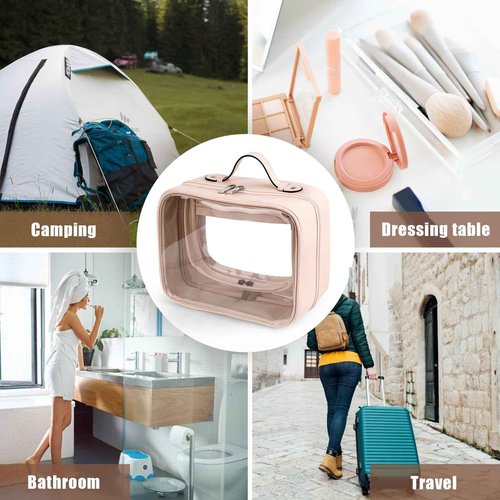 Lychii TSA Approved Toiletry Bag, Clear Travel Bag for Liquids Toiletries, Makeup Cosmetic Bag Organizer, Carry on Travel Accessories Essentials, Large Size, Pink