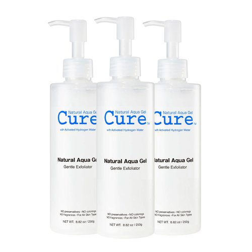 Cure by Toyo | Aqua Gel Gentle Exfoliator | Clear and Softer Skin | Non-Abrasive Face and Body Cleanser | Sensitive Skin | 3 Pack