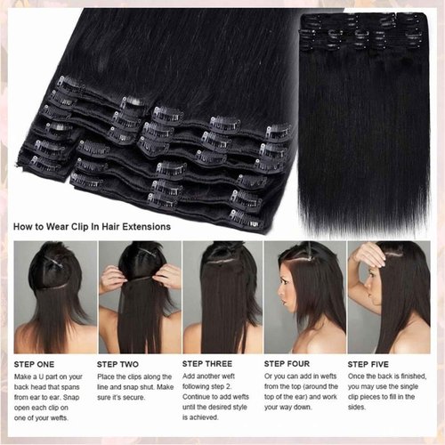 Clip In Hair Extensions Real Human Hair, Remy Human Hair Extensions 12PCS Long Soft Natural Hair piece 14-28 Inch Straight Hair Extension for Women(180g-250g 4# Medium Brown)