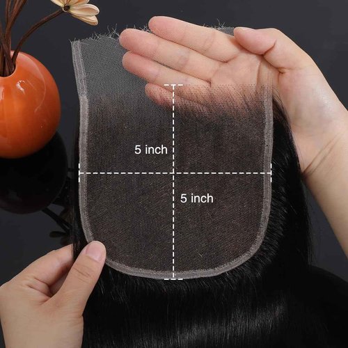 Anknia 5x5 SKINLIKE HD Lace Closure, Invisible HD Lace Closure Single Knot Pre-Plucked Natural Hairline Brazilian Human Hair Closure Natural Black Color (18 Inch)