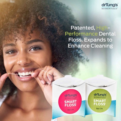 DrTung's Smart Floss - Natural Floss, PTFE & PFAS Free Floss, Gentle on Gums, Expands & Stretches, BPA Free - Natural Dental Floss Cardamom Flavor (Pack of 18)