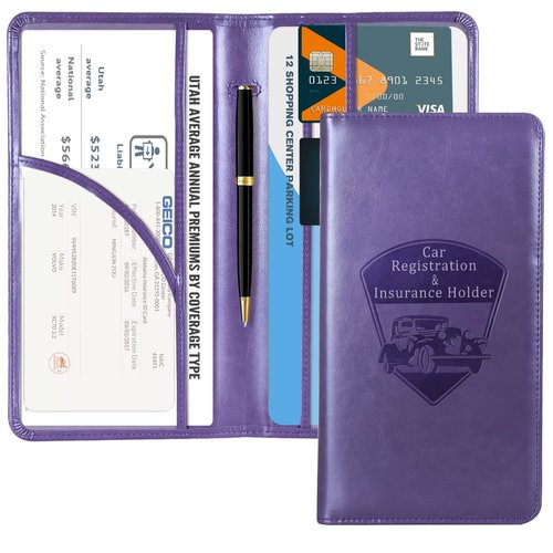 CoBak Car Registration and Insurance Holder - Vehicle Glove Box Car Organizer,Auto Truck Comparment Accessories Case with Magnetic Closure for Driver License,Cards