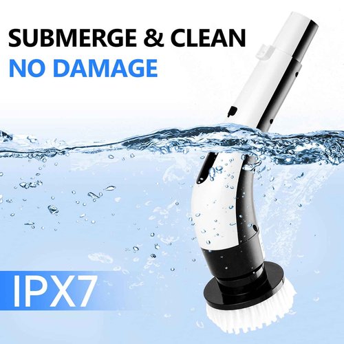 8 - in - 1 Electric Spin Scrubber, Cordless Cleaning & Shower Scrubber with Adjustable Handle, IPX7 Waterproof for Bathroom, Tile, Car, Kitchen, Floor, Tub | 8 Brush Heads, Powerful Horsepower