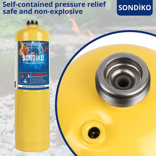 Sondiko Propane Torch with Pre-Filled Cylinder, Powerful Propane Torch Head L8010, Sous Vide, Adjustable Campfire Starter with Standard Propane Fuel Cylinder for Searing Steak, BBQ, Welding