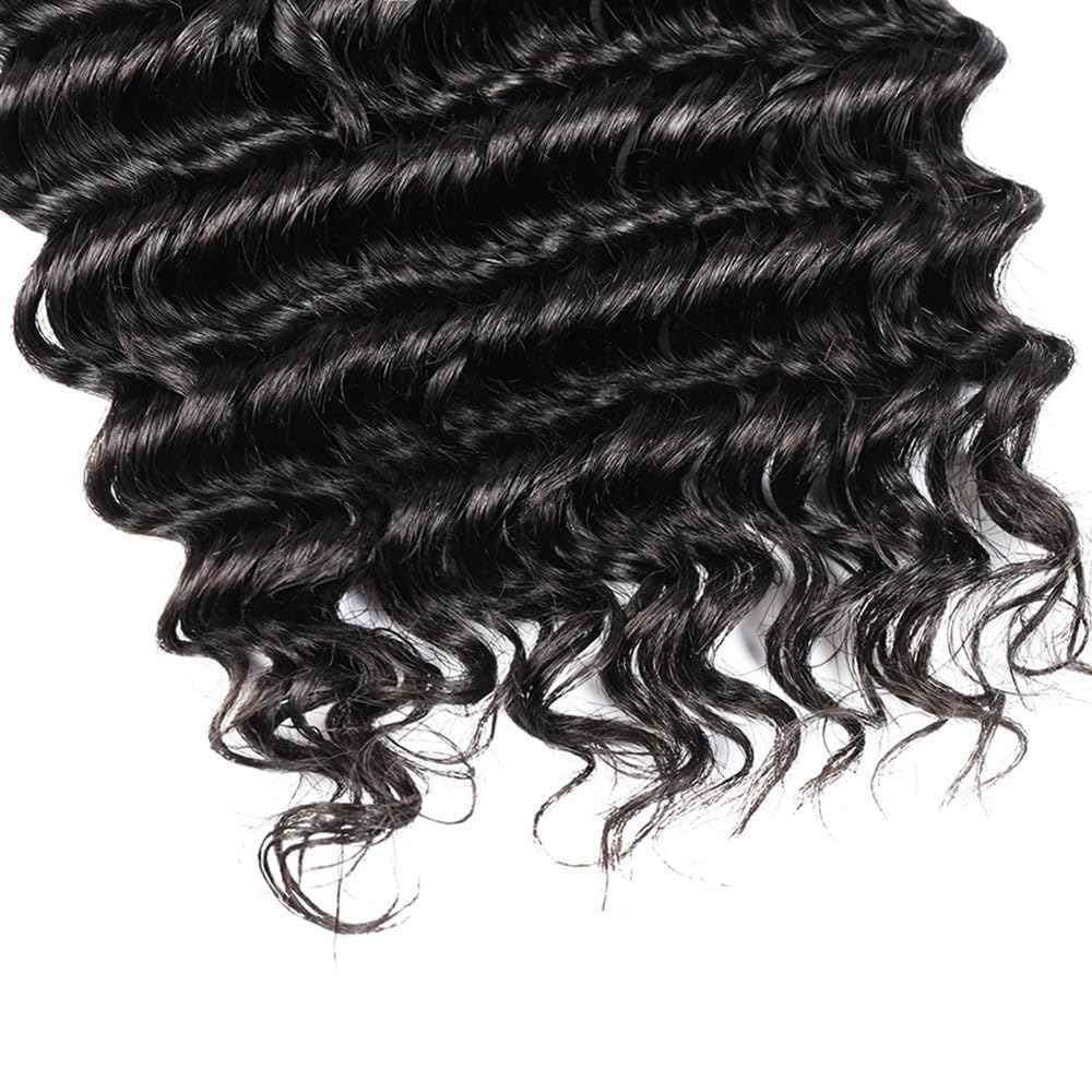Human Braiding Hair Deep Wave Bulk for Braiding No Weft 12A Brazilian Virgin Curly Extensions for Boho Braids Wet and Wavy Hair (1B-Deep Wave, 22/200g)