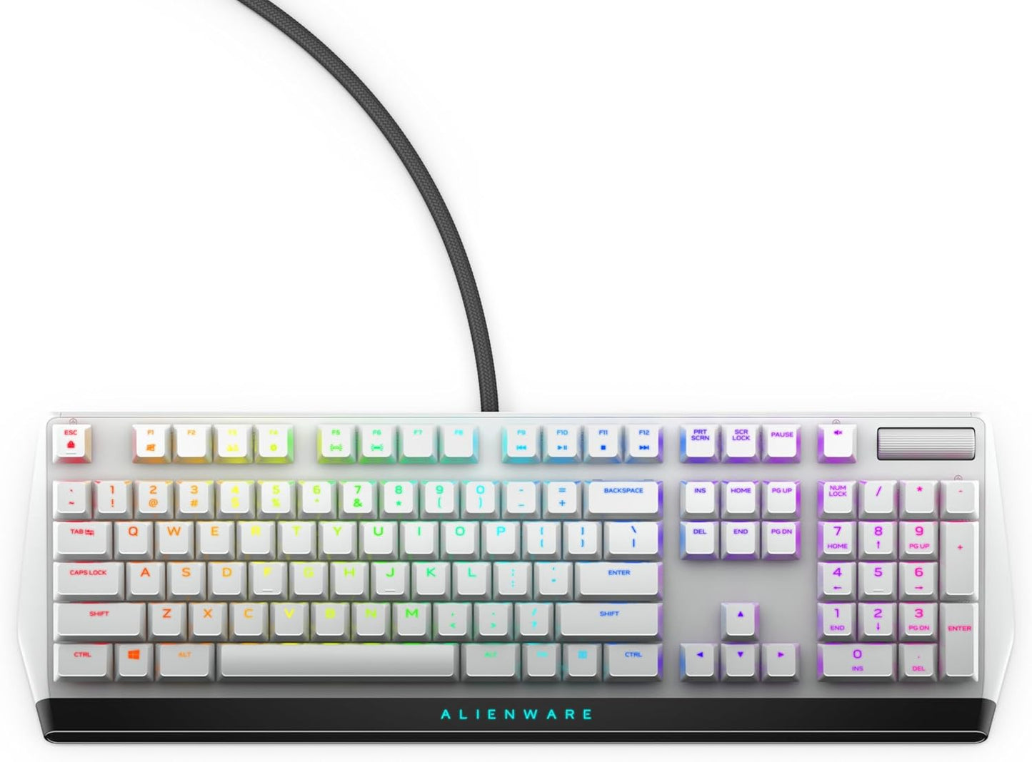 Alienware Low-Profile RGB Gaming Keyboard AW510K, AlienFx Per Key RGB LED Color Backlighting, Media CONTROLS & USB Passthrough, Cherry MX Low Profile Red Switches