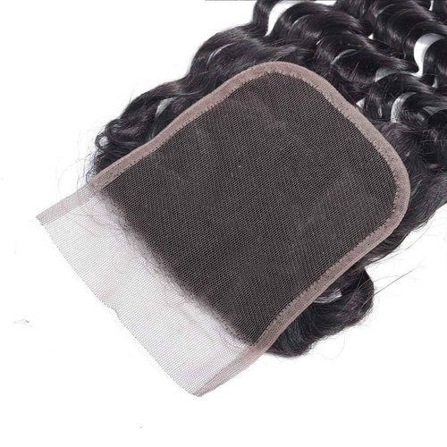 QTHAIR 16A Water Wave Transparent HD Lace Closure 4x4 Lace Closure Free Part Closure Water Wave Human Hair Closure 24" #1b 150% Density Unprocessed Wet and Wavy Virgin Human Hair Lace Frontal Closure