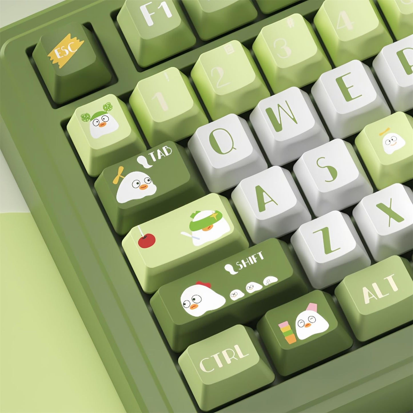 ZMX Cute Keyboard Keycaps,PBT Dye-Sub Custom Keycaps Set Cherry Profile 124 Keys Full Size Keycaps for ANSI Layout Cherry MX Switches 75% 60% Mechanical Gaming Keyboard Kawaii Cartoon Keycaps (02)