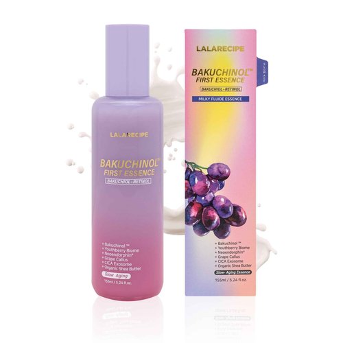 LALARECIPE Bakuchiol First Essence – Hydrating Milky Korean Toner with Retinol Liposome, Shea Butter & Peptides – Vegan Skincare for Wrinkle Care & Elasticity (5.24 fl oz)