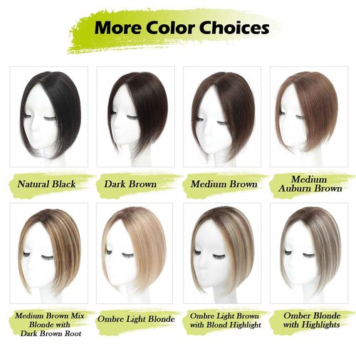 UIPEUBO Hair Toppers for Women Real Human Hair Toppers with Thinning 4.5 * 3 Inch Upgrade Swiss Lace Base Toppers No Bangs for Cover Gray Hair Roots (4T427#)