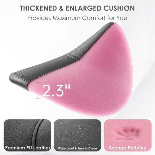 CLORIS Saddle Rolling Stool Hold up to 400 LBS Height Adjustable Swivel Chair Nylon Feet with Wheels for Spa, Massage, Salon, Home, Office, Medical, Tatoo, Bar Black