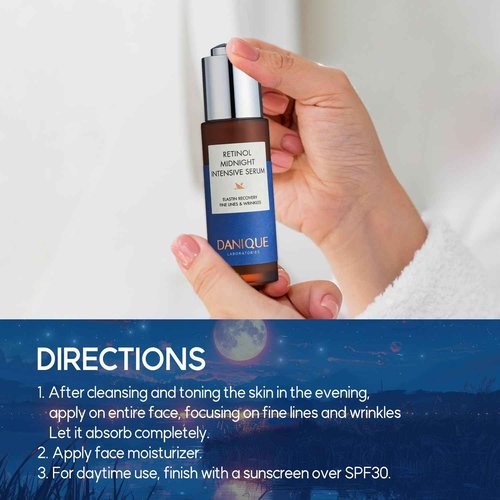 Dermanex DANIQUE Retinol Midnight Intensive Serum - Stem Cell Advanced Solution for a Youthful Look and Wrinkle Care - 30ml, Korean Skin Care Beauty Serum Booster
