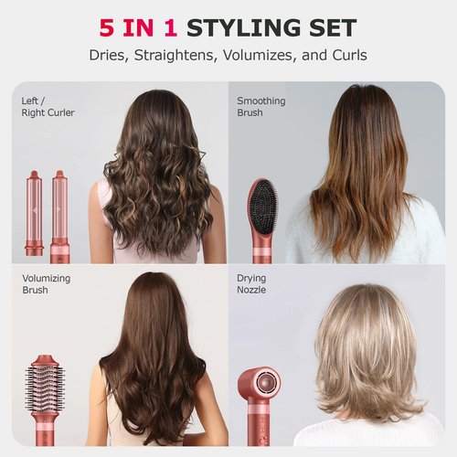All-in-One Hair Tool Quick Drying, Hot-Air Curling Feature, Anti-Frizz Straightening, Volumizing Effect, Gentle on Hair