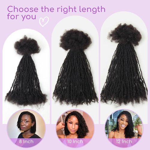 Beauday 8 inch 40 Stands Sisterlocks Loc Extensions Human Hair, 0.2cm Width 100% Human Hair Micro Dreadlock Extensions, Soft Human Hair Dreads Extensions, Natural Black (8 inch 40 Strands, 1B 0.2cm)