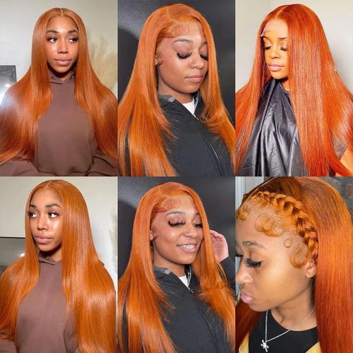 Habiliana Bundles Human Hair 20 22 24 Inch Straight Orange Ginger Bundles 11A Unprocessed Brazilian Virgin Quick Weave Hair Extensions for Black Women