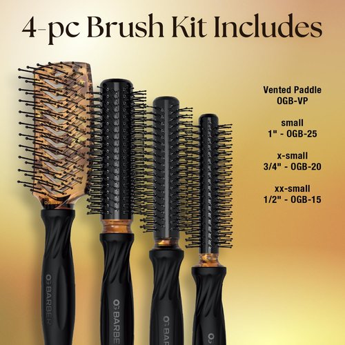 Olivia Garden OG Barber contains 4 styling brushes, ideal for men grooming