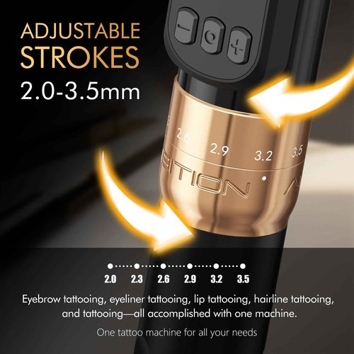Ambition Sally 270 Rotary Tattoo Gun, Wireless Tattoo Machine with Adjustable Stroke 1300 mAh Battery 270 g.cm Torque Coreless Motor, Permanent Makeup Tattoo Pen for Eyebrow Eyeliner Lips SMP Artists