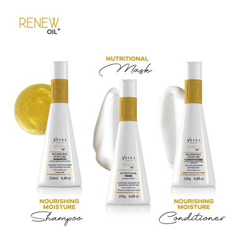 YBERA PARIS Renew Oil Home Care Kit, Anti-age, Powerful Antioxidant, High Emollient Power, Fights Free Radicals, Nutritious Shampoo 8.4 & Conditioner 8.8 & Mask 8.8 Oz Daily Care with Olive Elixir