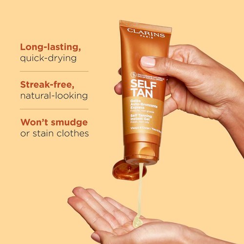 Clarins Self Tanning Tinted Gel and Exfoliating Body Scrub for Smooth Skin Bundle | Self Tanner for Face and Body | Buildable Tan | Softening and Smoothing Body Scrub | All Skin Types