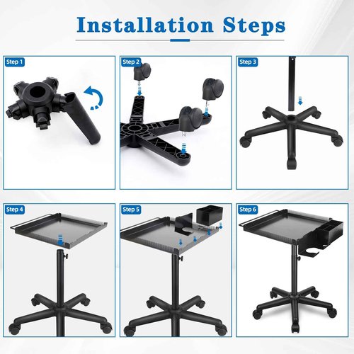 Rolling Salon Tray, Hairstylist Tray on Wheels with Holder and Hair Separator Stand for Salon Station, Salon Tray Cart, Salon Trolley Cart for Salon&Home Use