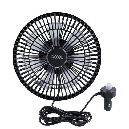 XOOL Clip Car Fan, 9 Inches 12V/24V Fan for Front/Rear Seat Passenger, 360 Degree Rotatable Electric Cooling with Stepless Speed Regulation SUV, RV, Truck